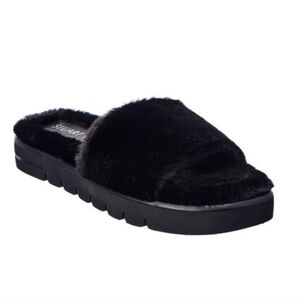 Stuart Weitzman Elodie Faux Fur Chill Slides In Black